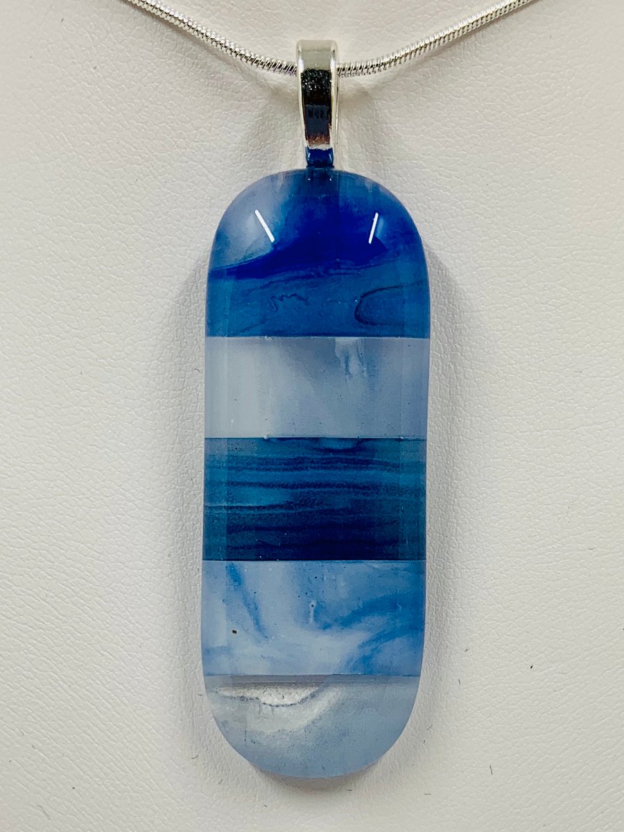 Hand made Fused Glass Striped Pendant.