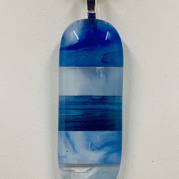 Hand made Fused Glass Striped Pendant.