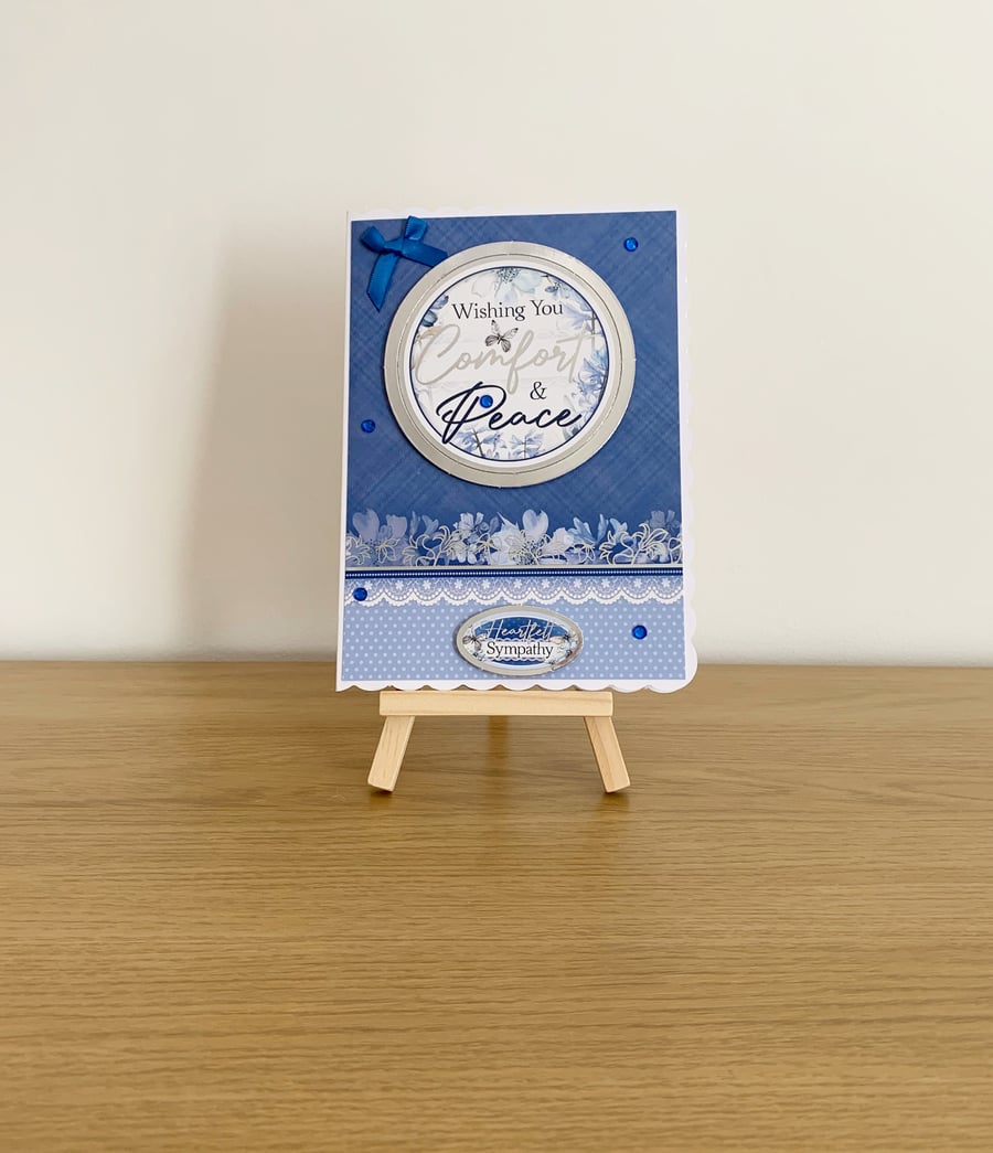 Handmade Silver Foiled Luxury 7" x 5" Condolence Card