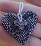 Dot Mandala Hanging heart in Pink & Silver 