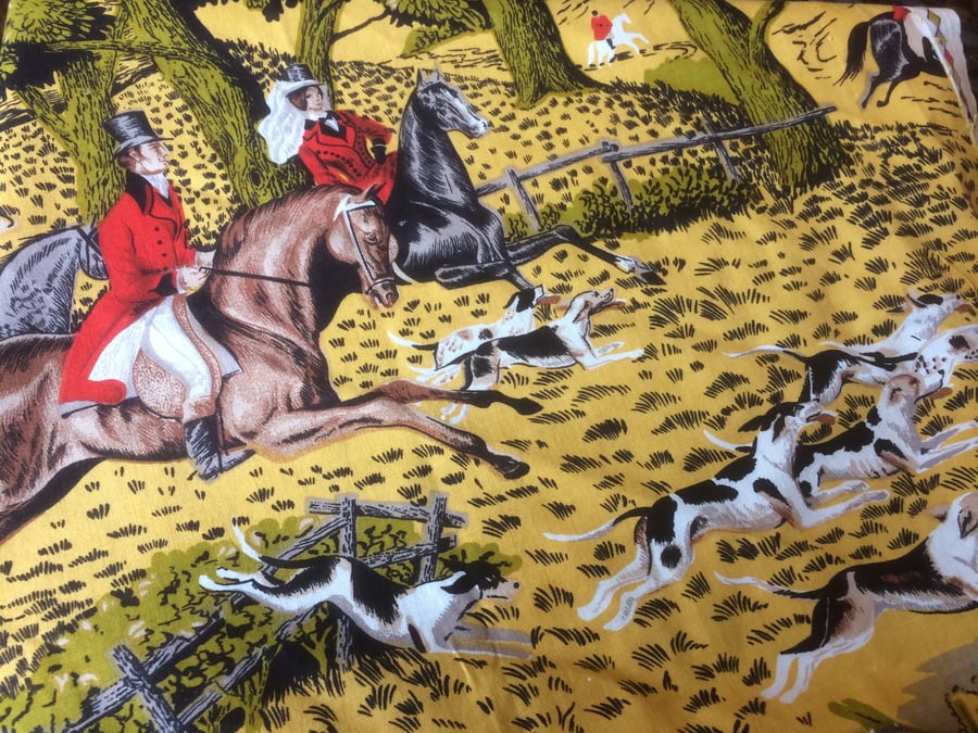 RARE FRENCH UNUSUAL Horse Hound Vintage Fabric Lampshade option