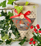 SALE ITEM - CHRISTMAS ROBIN HEART DECORATION - dark grey ribbon - Image 4