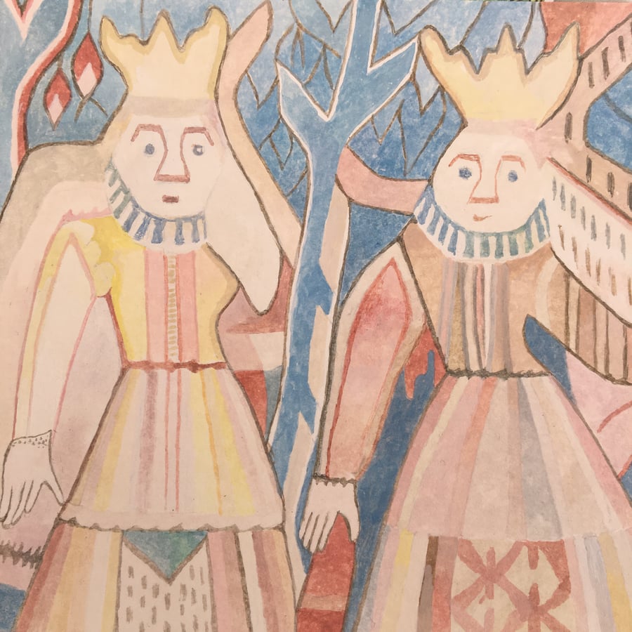 Painting of a medieval tapestry 