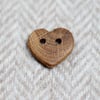 Button wooden handcrafted, natural timber, heart shape