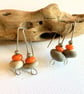 Pebble & Orange Bead Earrings