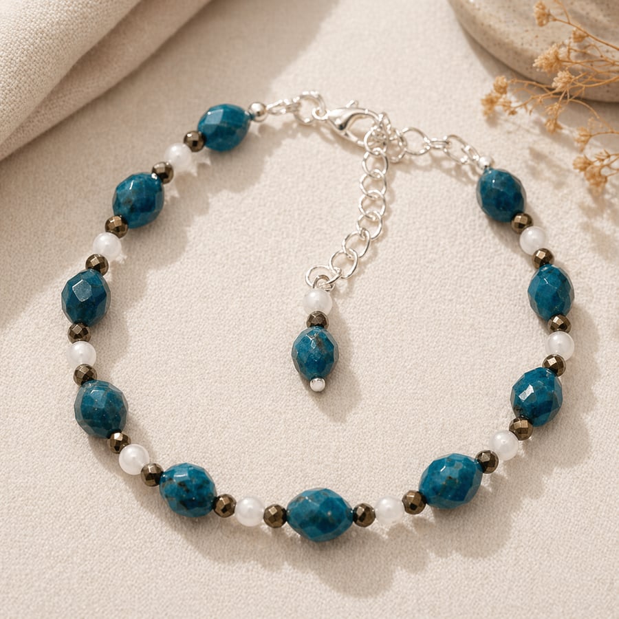  Dainty Neon Blue Apatite Bracelet