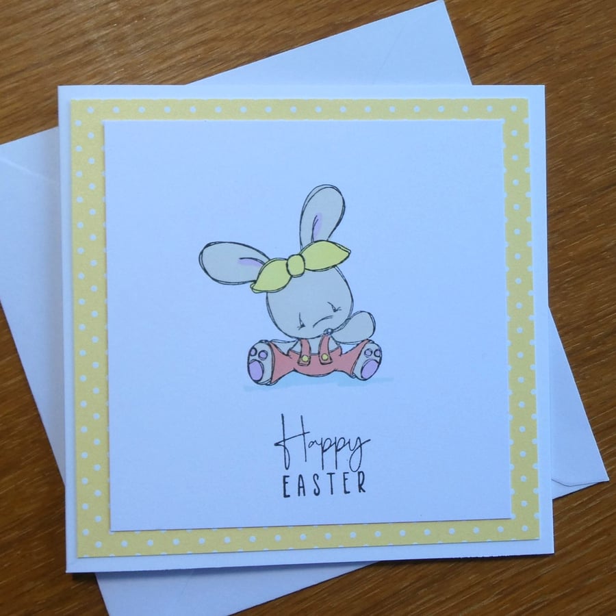 Yellow Polka Dot Easter Card - Bunny