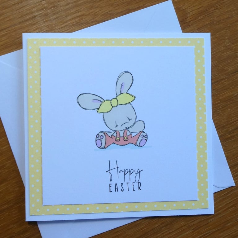 Yellow Polka Dot Easter Card - Bunny