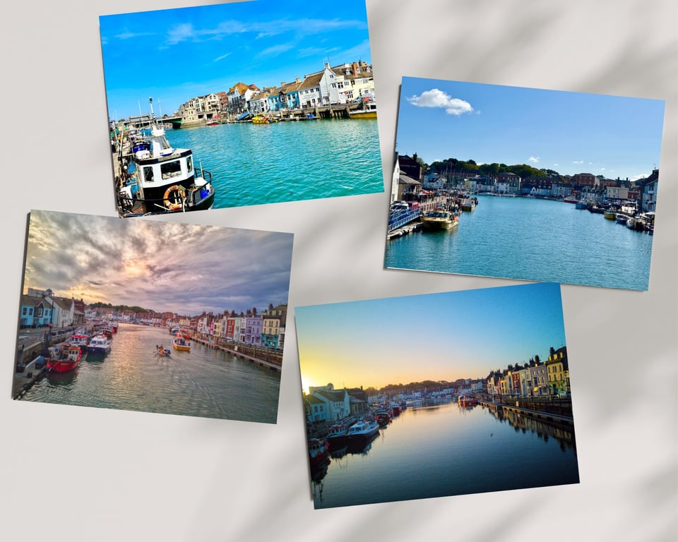 Pack of 4 Weymouth Dorset Postcards with Merry Christmas on back