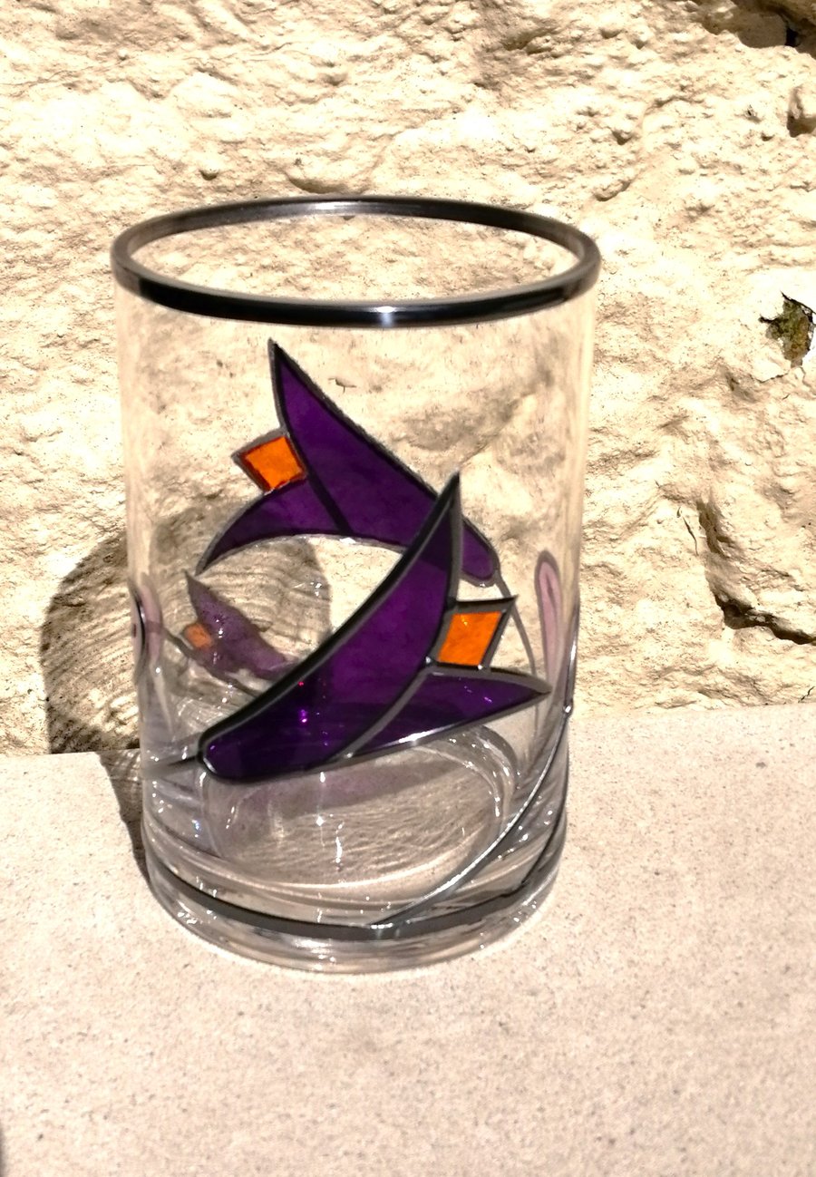 Tulip Delight is an Art Nouveau Design Stained Glass Effect Flower Vase.