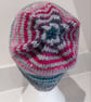 Handknit Noro Stripey 100% wool hatTerracotta Grey Medium - Image 6
