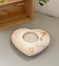   Heart Moon or Star Tea Light Holder - Handmade Candle Holder - Gold Detail - Image 1