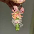 Handmade beaded flower bouquet keychain