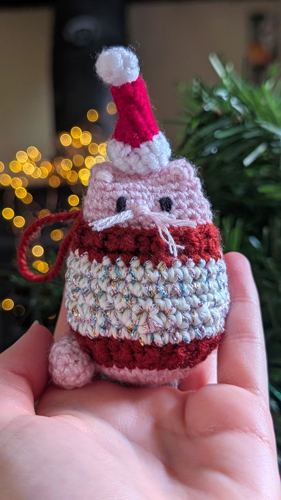 Pink Cat Christmas Tree Decoration, Cat Christmas Gift, Cat Hanging Decoration