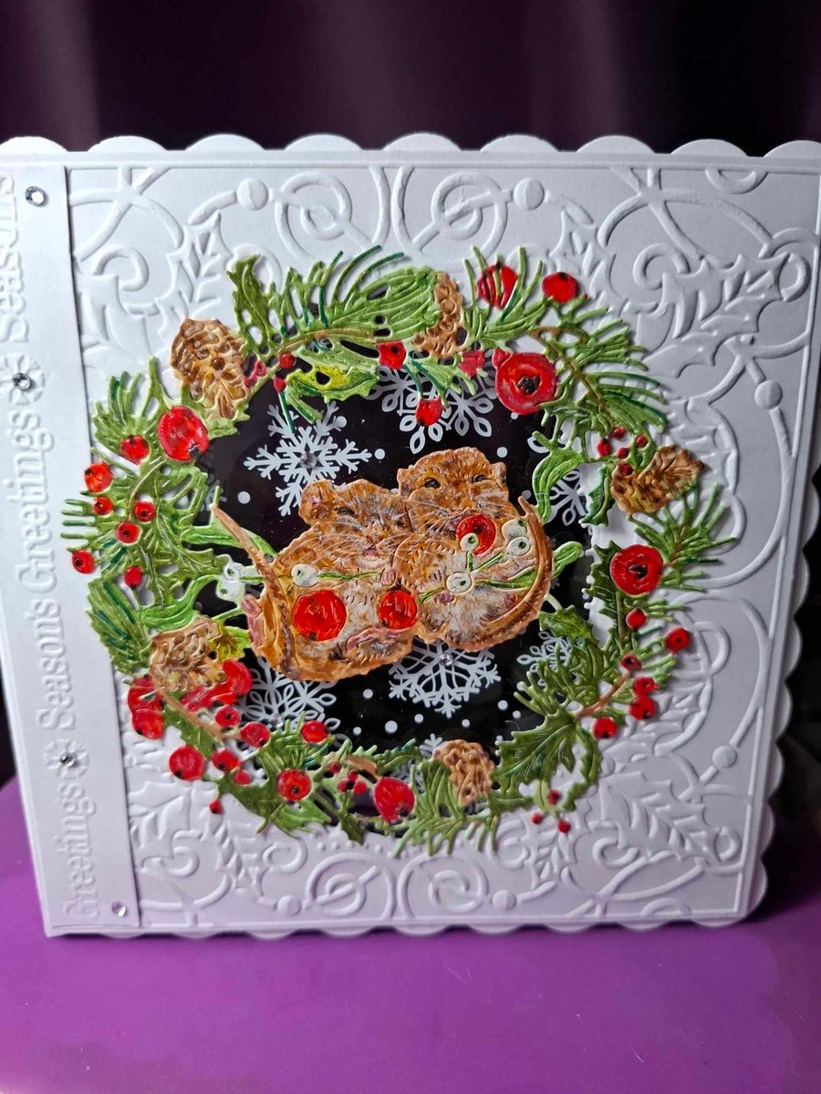 Hand Crafted Peek-A-Through Card And Gift Tag For The Festive Season Free P&P