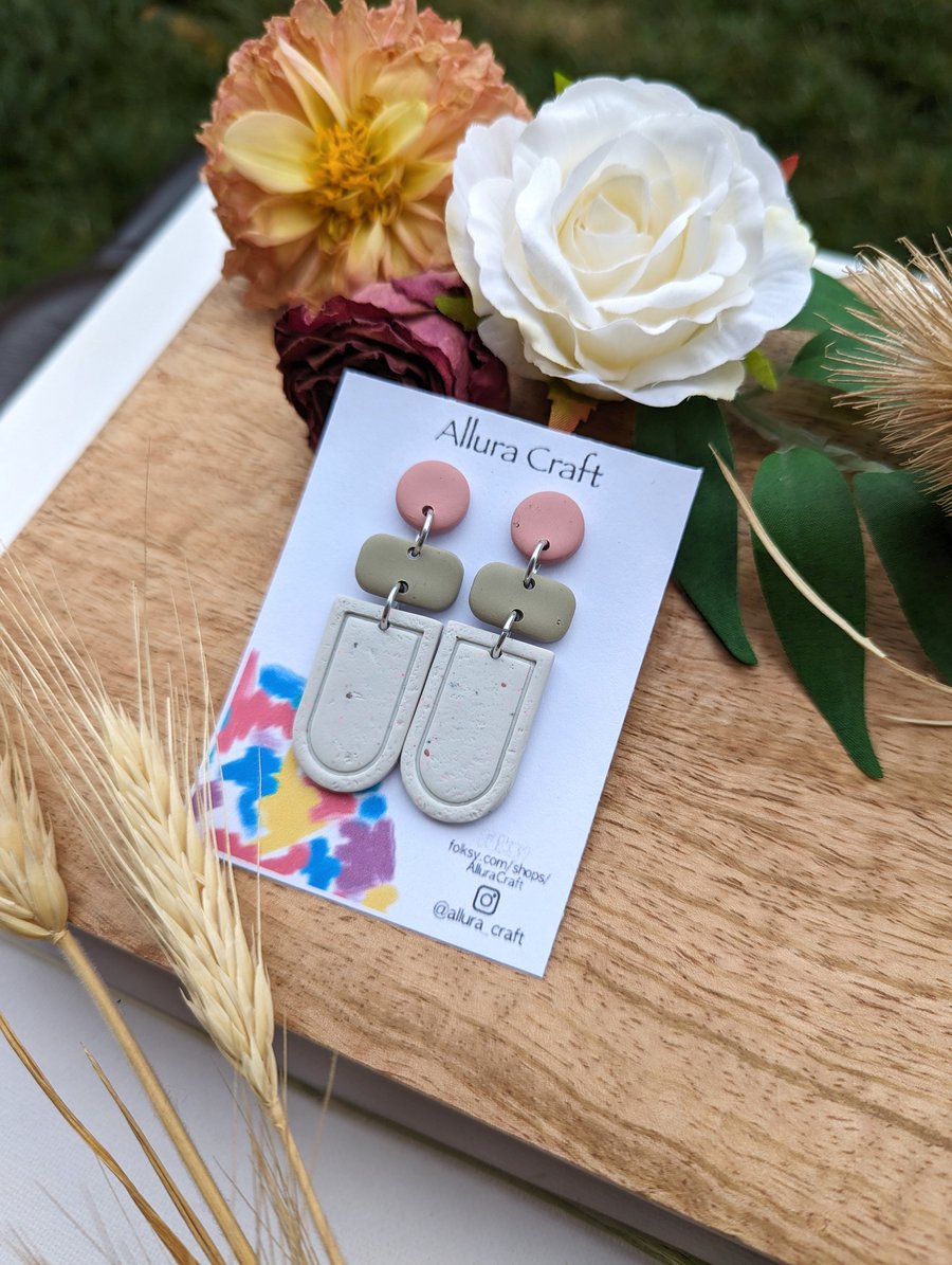 Muted Neutral Geo Combo Earrings