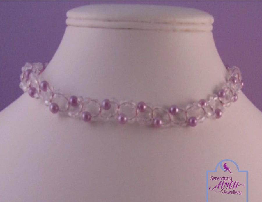 Purple Pearl Crystal Choker