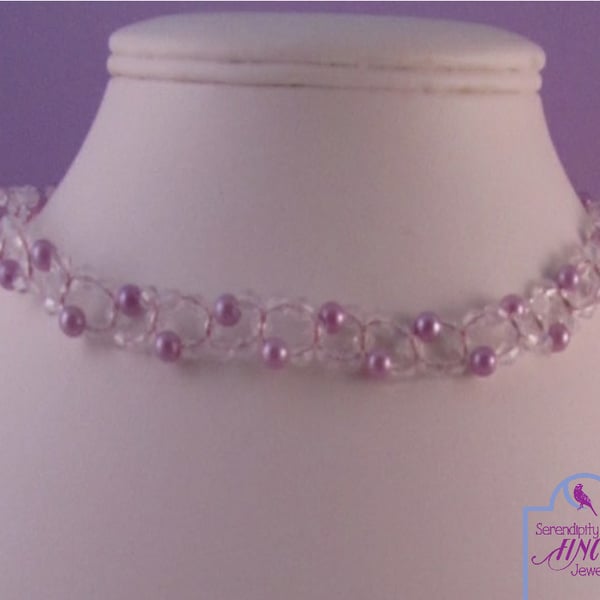 Purple Pearl Crystal Choker