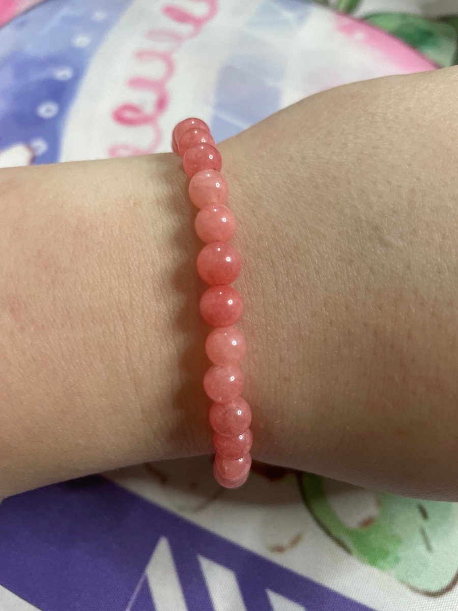 (Hot Pink Sard) Handmade Gemstone Bracelet (17cm)