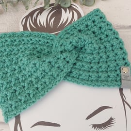 Adult Twisted Headband Earwarmer Crochet In Sage Green