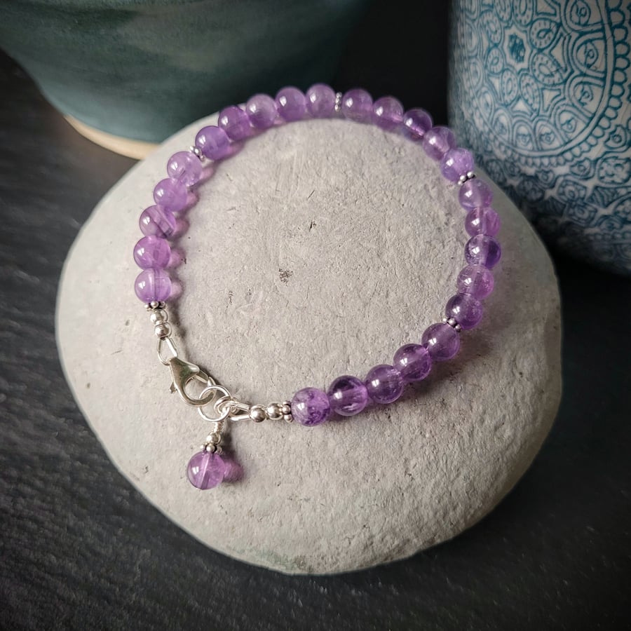 Grade A Amethyst and Sterling Silver Bracelet