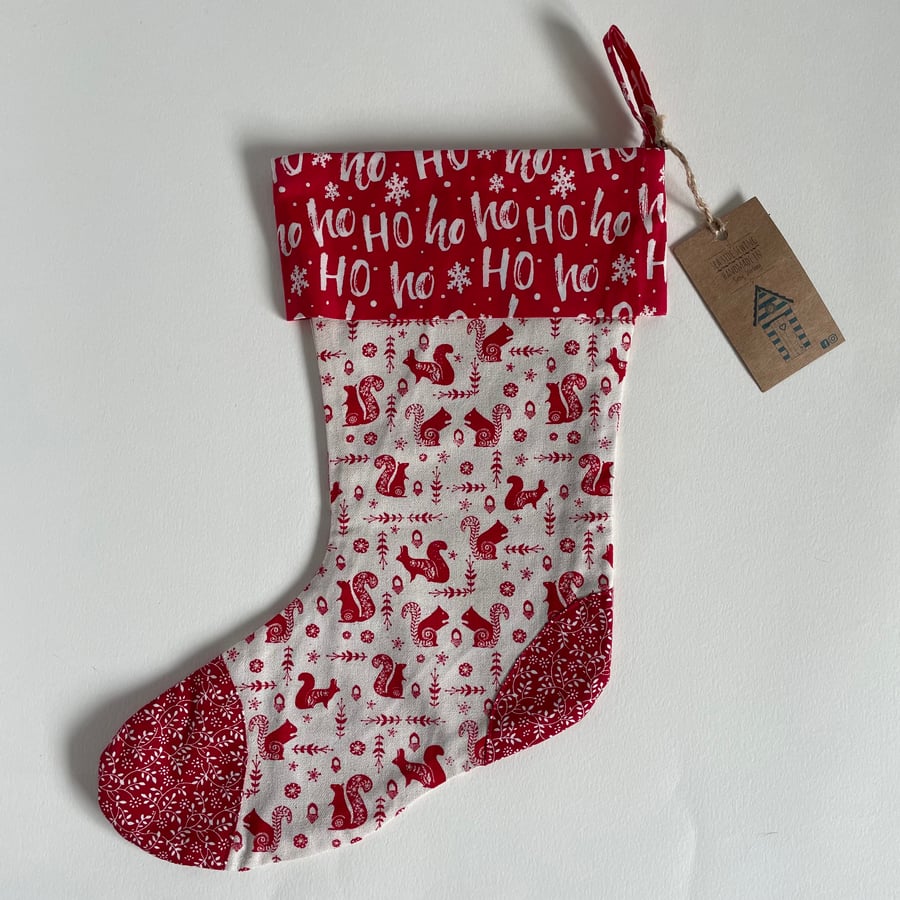 Christmas stocking with squirrels 
