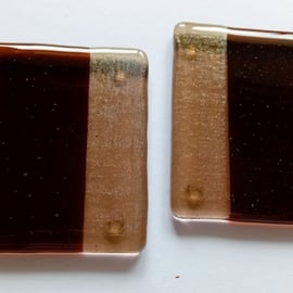 Fused glass Gold-bronze and brown coasters