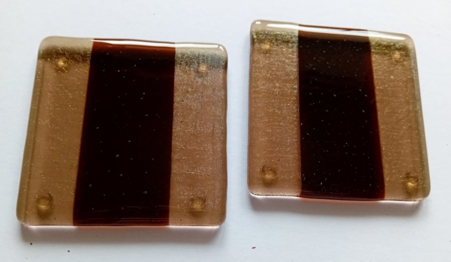 Fused glass Gold-bronze and brown coasters