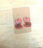 Red Panda earrings, machine embroidered gift for women girls, present jewellery  - Image 1