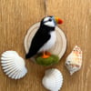 Puffin needle felted hanging decoration 