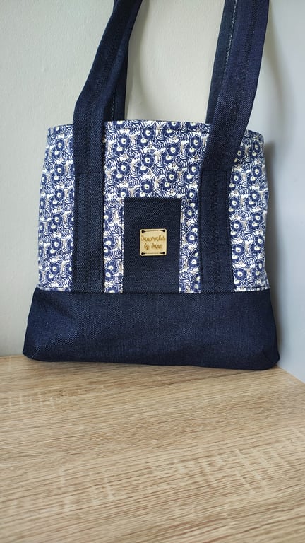 Shoulder Tote Bag Blue Denim