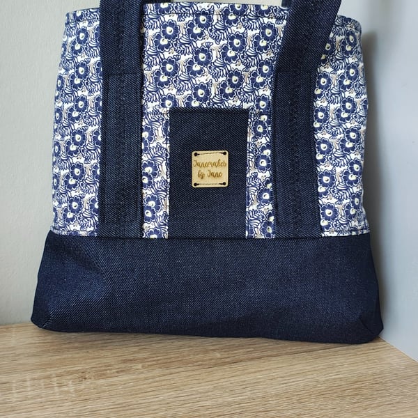 Shoulder Tote Bag Blue Denim