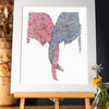 Entwined Elephants Art Print 