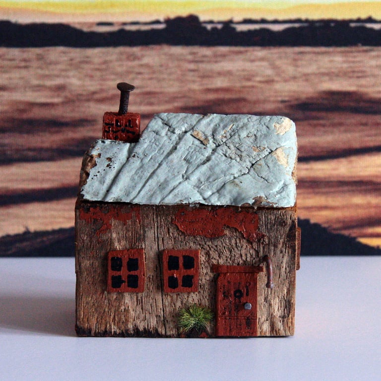 Wonky Driftwood Cottage, Driftwood Art from Scotland