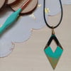 Green and gold wood diamond necklace 