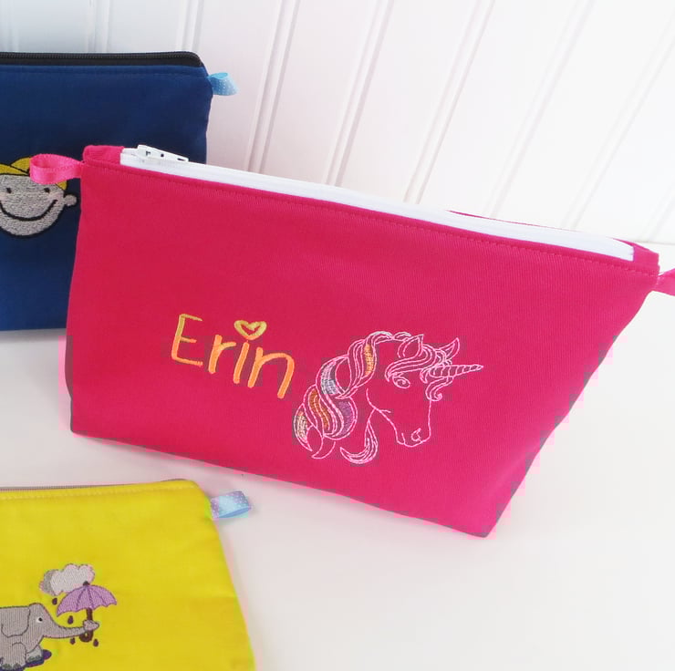 Personalised Embroidered Toiletry Bag for Children Folksy