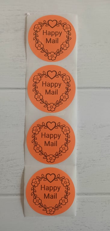 50 'Happy Mail' Heart Thermal Printed Stickers (100O)