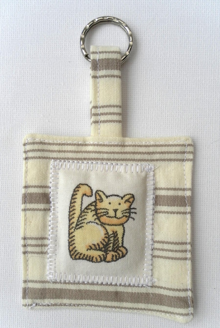 Fabric Keyring, Cat Motif