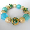 Cloisonne, Turquoise and Frosted Agate Bracelet