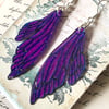 Pink and Purple Double Fairy Wing Earrings Sterling Silver