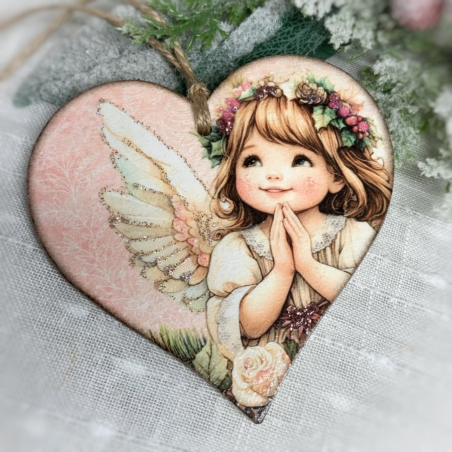 Pretty Pink Christmas Angel Decoration