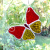 Stained Glass Butterfly Suncatcher - Handmade Decoration - Orange and Amber