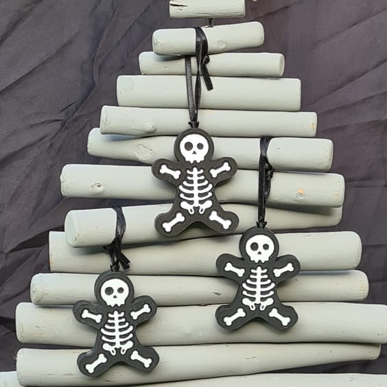 Set of 3 Gingerbread Skellies - Black