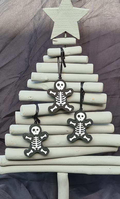 Set of 3 Gingerbread Skellies - Black