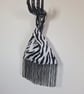  Animal print faux fur fabric Japanese Knot bag with 13cm black tassel trim  - Image 4