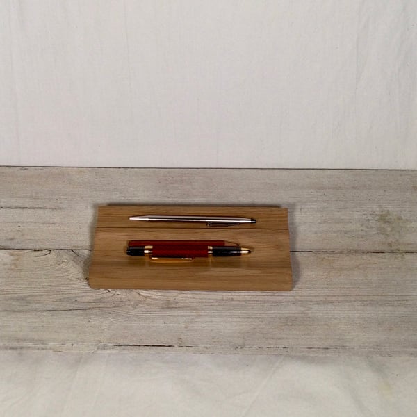 Wooden pen rest for desk. Pen tidy, Desk tidy. Smooth wooden pen and pencil rest