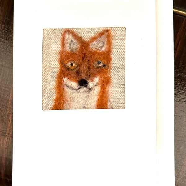 Needlefelted Card.  Fox Greetings Card  for animal & nature  lovers