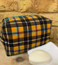 Cornish Tartan Print Fabric Quilted Box Shape Washbag - Image 1