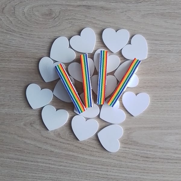 Set 4 Magnetic Pegs, Fridge Magnet, Music Gift, Office Magnet, Rainbow Stripes