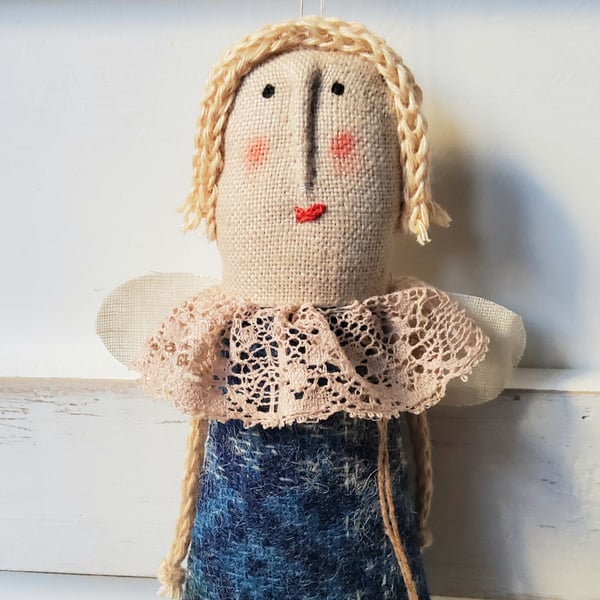 Primitive Abraham Moon tweed hanging angel